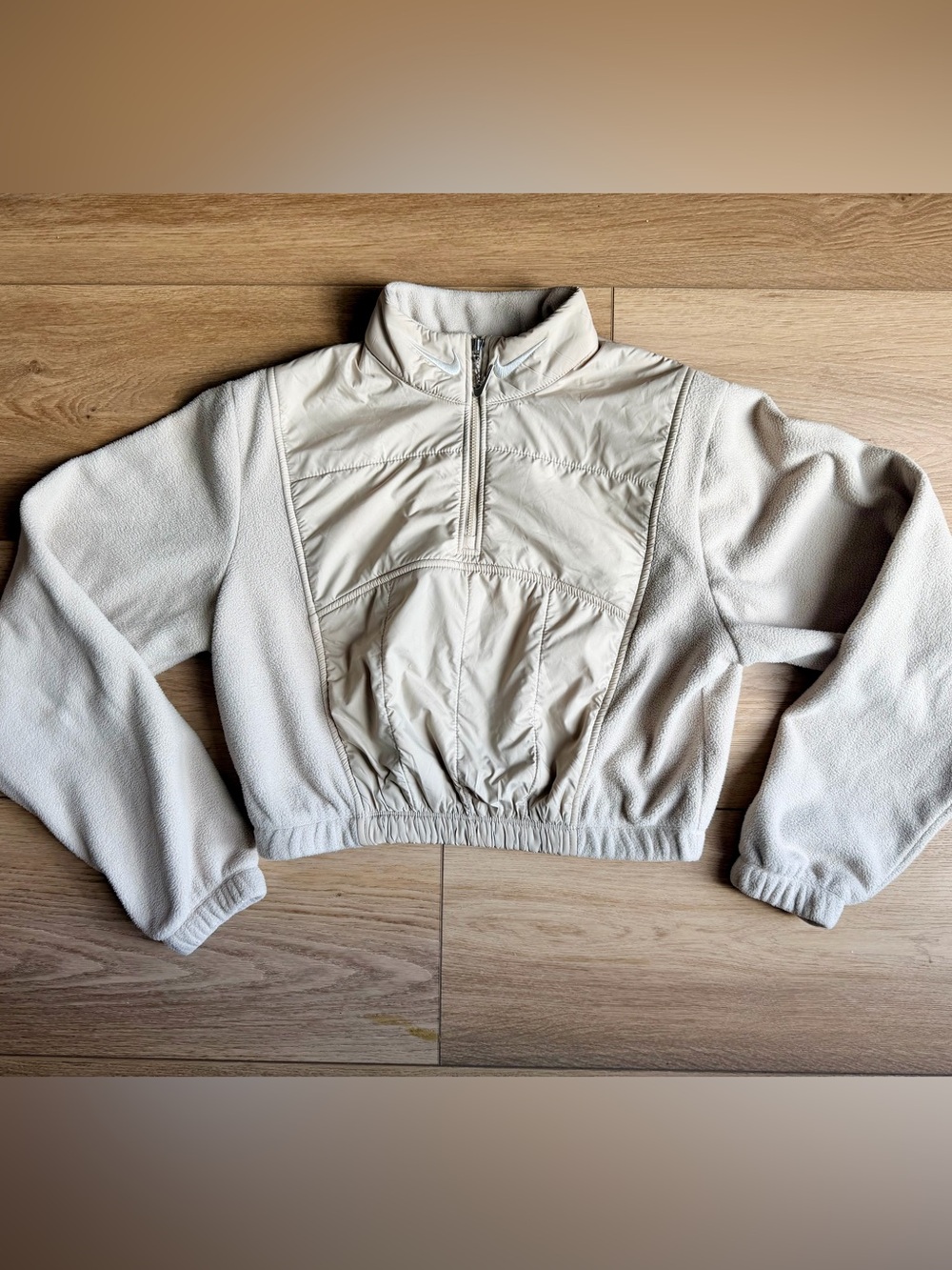 Nike Ivory Cropped Half-Zip Puffer Pullover